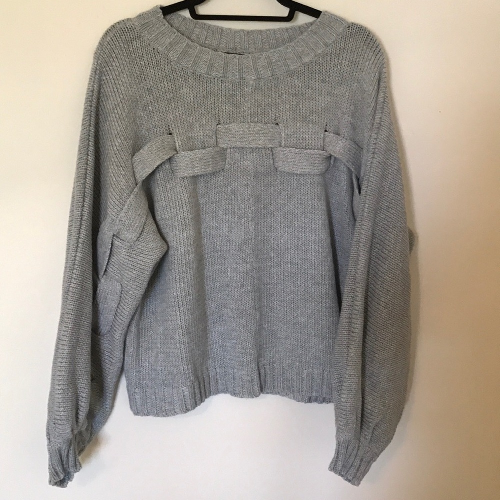 Gray cable knit crop style sweater